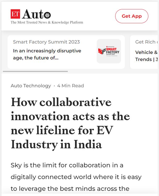 CSTEP mentioned in an article in ET Auto for its role in driving collaboration in electric vehicle innovation